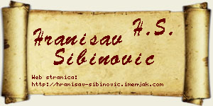 Hranisav Sibinović vizit kartica